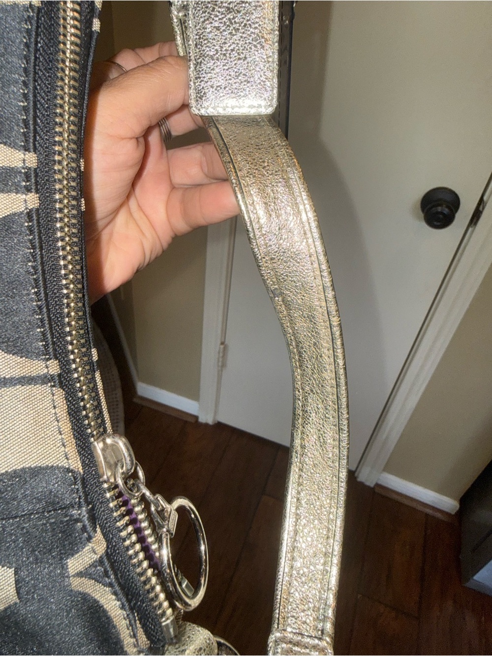 Coach Poppy Y2K Signature Shoulder Bag Black Canvas Silver Metallic Strap Charm - Picture 9 of 15